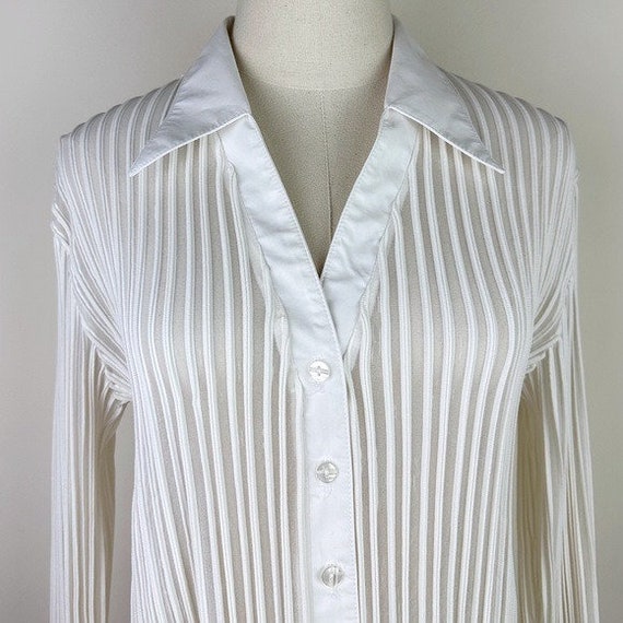 Valarie Separates Vintage 90's White Sheer Stripe… - image 3