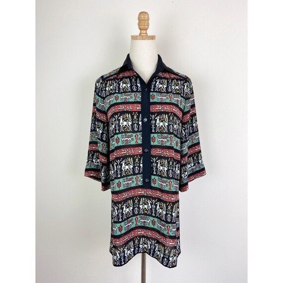 Tokyo Eve Vintage 70's Tribal Print Tunic Blouse