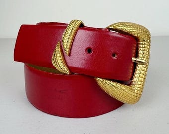 Linda Allard for Ellen Tracy 80's Red Leather Belt