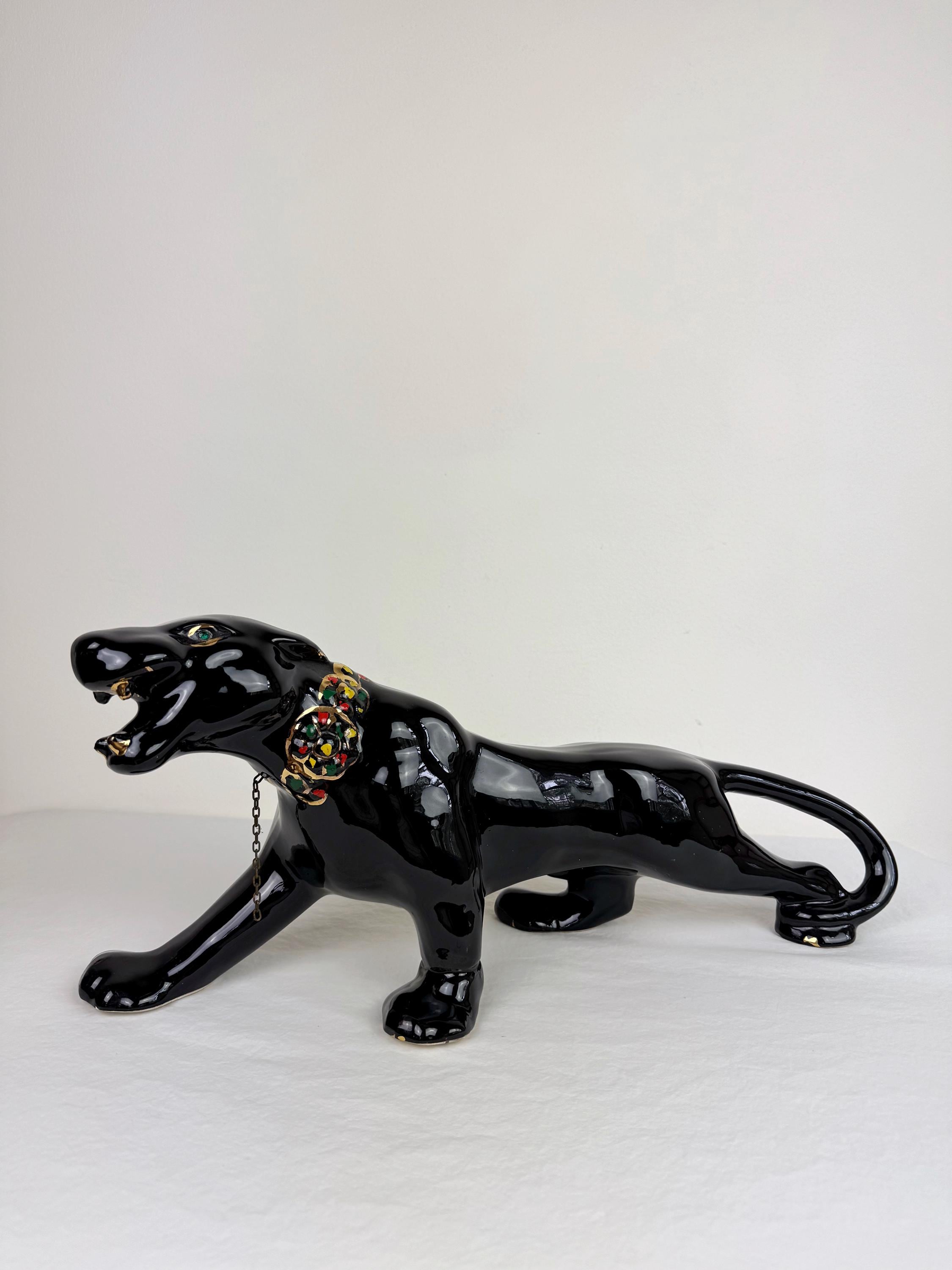Vintage Ceramic Black Panther - Etsy