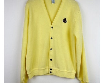 Izod Vintage 70's Yellow Cardigan Sweater