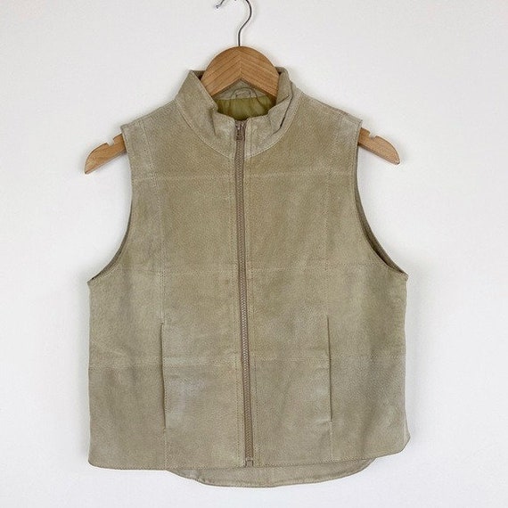 Vintage 90’s Arizona Jeans Co Beige Suede Vest - image 2