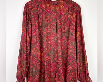 Pendleton Vintage 80's Colorful High-Neck Blouse