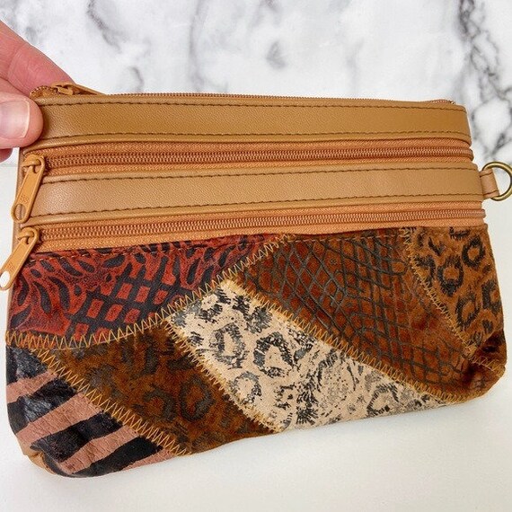 Vintage Animal Print Patchwork Small Zipper Pouch - image 2