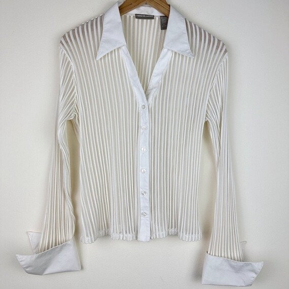 Valarie Separates Vintage 90's White Sheer Stripe… - image 4