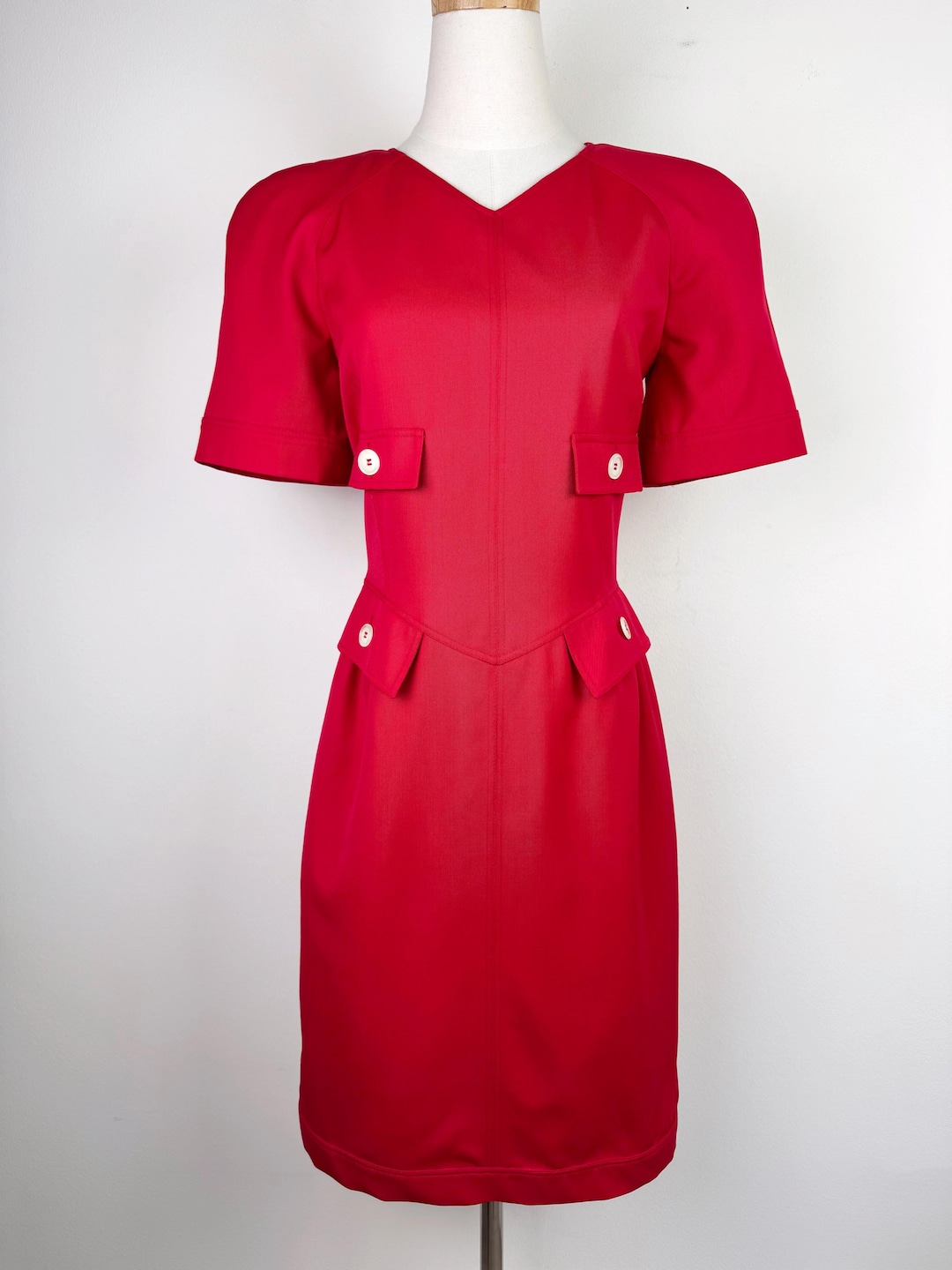 最終SALE! RED VALENTINO Short dress Valentino - Red Crepe Couture Shoulder Bow Mini Dress