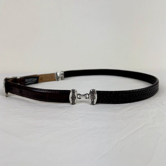 Brighton Vintage Brown Braided and Gator Embossed Belt - Etsy display picture 3