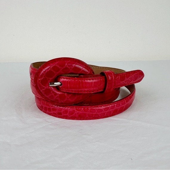 Tanner Vintage Pink Snake Print Leather Belt - image 1