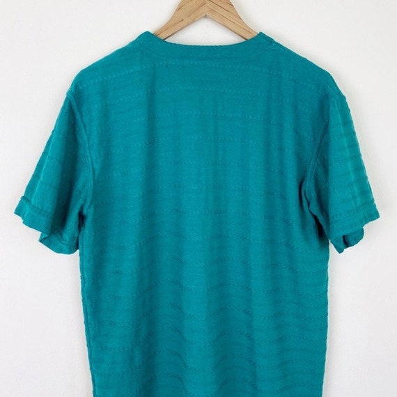 Carolina Colours Vintage Teal Textured Henley Tee - image 9