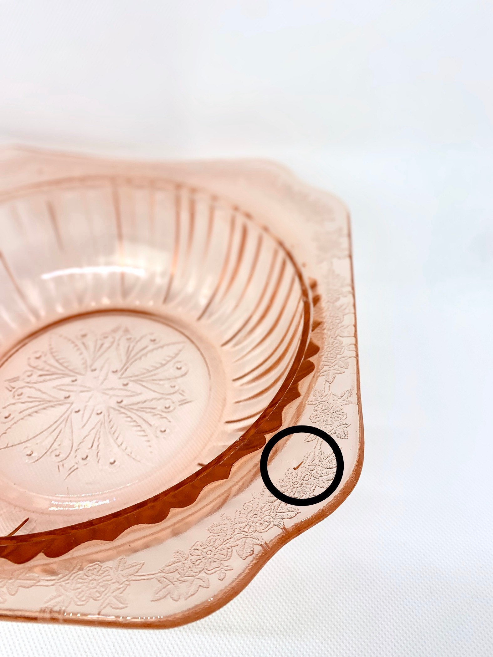 Pink Depression Glass Adam Pattern Serving Bowl by Etsy