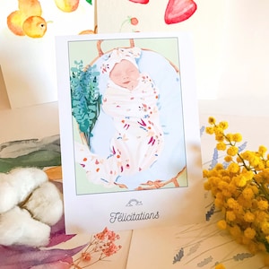 Congratulations Card - Birth, pregnancy, baptism - Sleeping baby