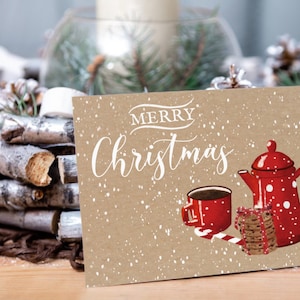 Christmas card cookies and coffee vintage atmosphere - A cozy Merry Christmas card