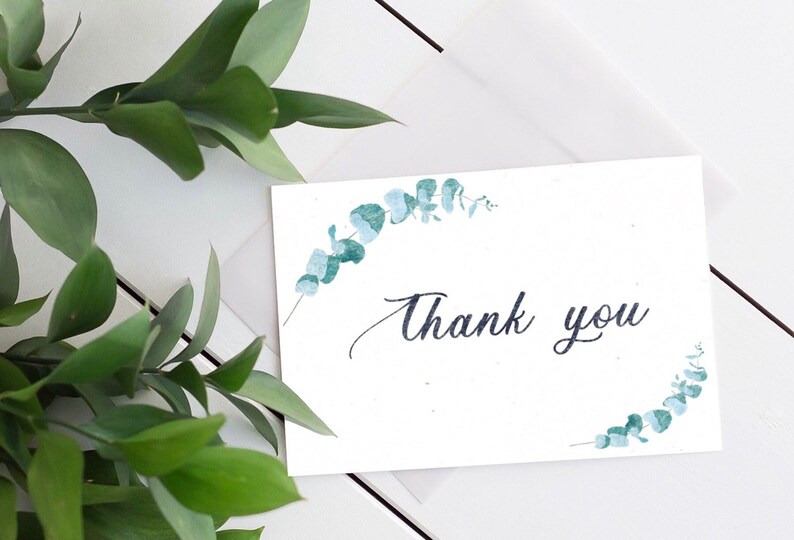 Thank you card with eucalyptus Karte Vielen Dank Pflanzliche | Etsy