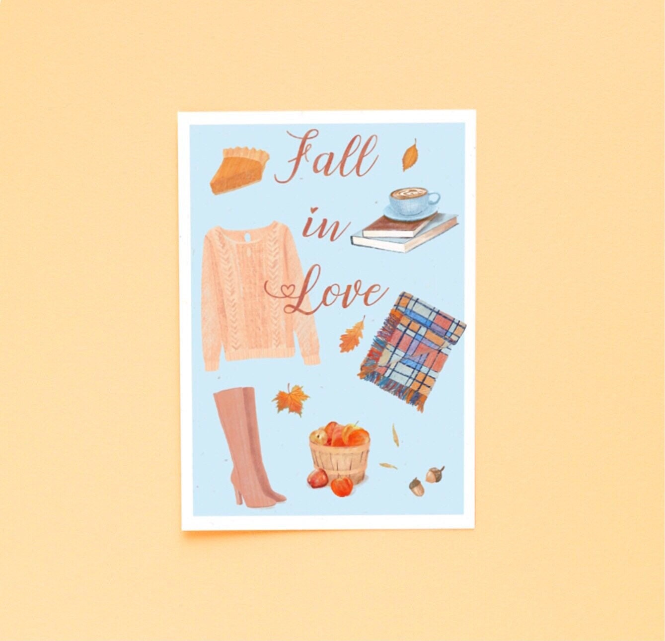 Affiche Automne Fall in Love - Illustration Aux Douces Couleurs de L'automne