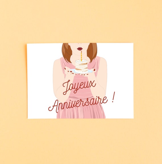 Carte Joyeux Anniversaire Jeune Fille Qui Souffle Ses Bougies Etsy