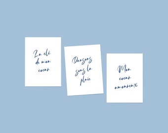 Romantic and poetic calligraphed cards: the words