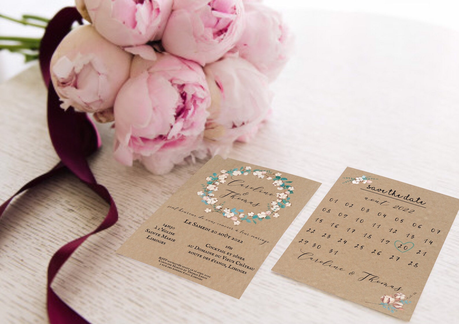 Kit Mariage Save The Date Faire-part Carton réponse Calendrier | Etsy