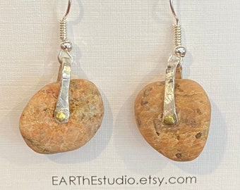 Feldspar beach stone earrings