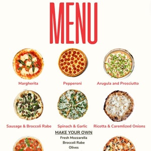 Pizza Menu, Digital File, Pizza Party, Toppings, Pizza Lover, EDITABLE
