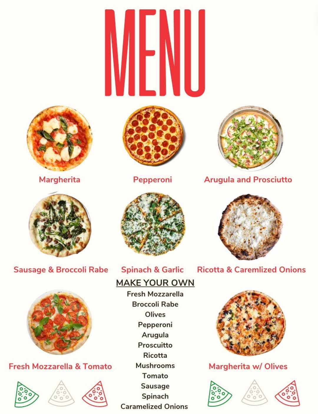 Pizza Menu, Digital File, Pizza Party, Toppings, Pizza Lover, EDITABLE ...