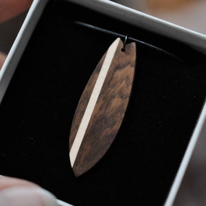 Surfboard Necklace | Wood Pendant Necklace | Surf Pendant Necklace | Surfer Gift | Man Necklace | Gift for him