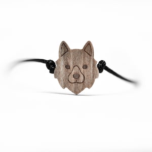 Wolf Wood Charm Bracelet - Cute Animal Lover Gift