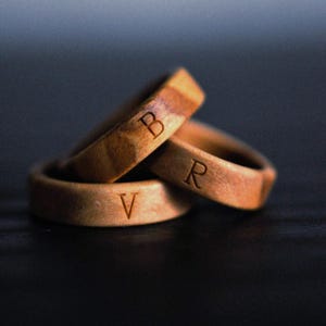 Personalized Olive Wood Ring | Custom engraving on wood ring | Wedding band | Wooden Wedding Ring