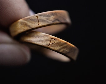 Gepersonaliseerde olijfhouten ring | Aangepaste gravure op houten ring | Trouwring | Houten trouwring