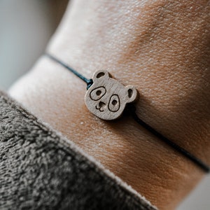 Panda Bracelet Bear Wood Charm Bracelet - Cute Animal Lover Gift