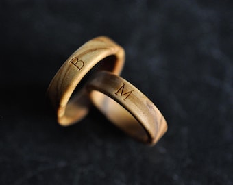 Personalized Olive Wood Ring | Custom engraving on wood ring | Wedding band | Wooden Wedding Ring