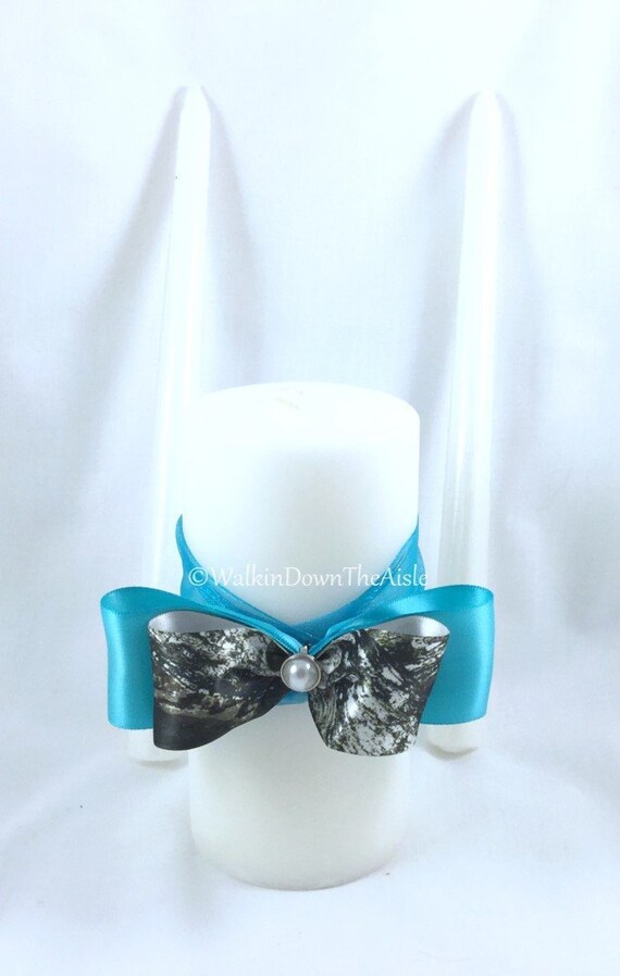Mossy Oak Satin Camo Electric Blue Unity Candle Set Camo Etsy