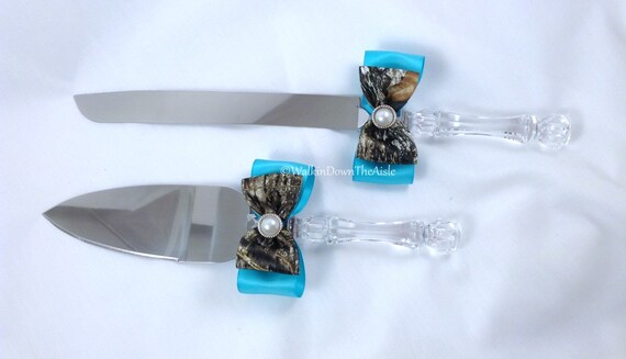 Mossy Oak Satin Camo Electric Blue Cake Cutting And Server Etsy