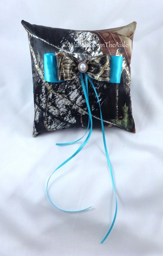 Mossy Oak Satin Camo Electric Blue Ring Bearer S Pillow Etsy