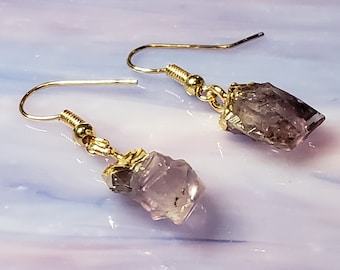 Dainty Lavender Amethyst Crystal Point Earrings - Handmade Raw Stone Jewelry in Gold or Silver