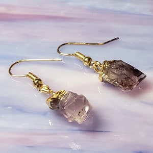 Amethyst Crystal Earrings - Gold or Silver Raw Crystal Earrings - Crystal Point Earrings - Gift For Her - Lavender Amethyst Earrings