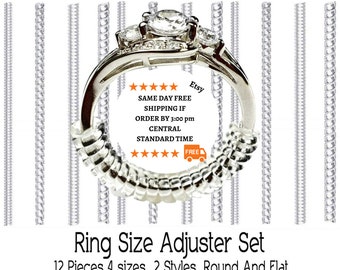 Ajusteur de taille de bague (paquet de 12) super doux pour bagues non fixées - protège-bijoux, ajusteur de bagues, calibreur 2 styles 4 tailles Livraison gratuite avec suivi.