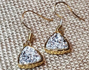 Triangle drop sparkle earrings.