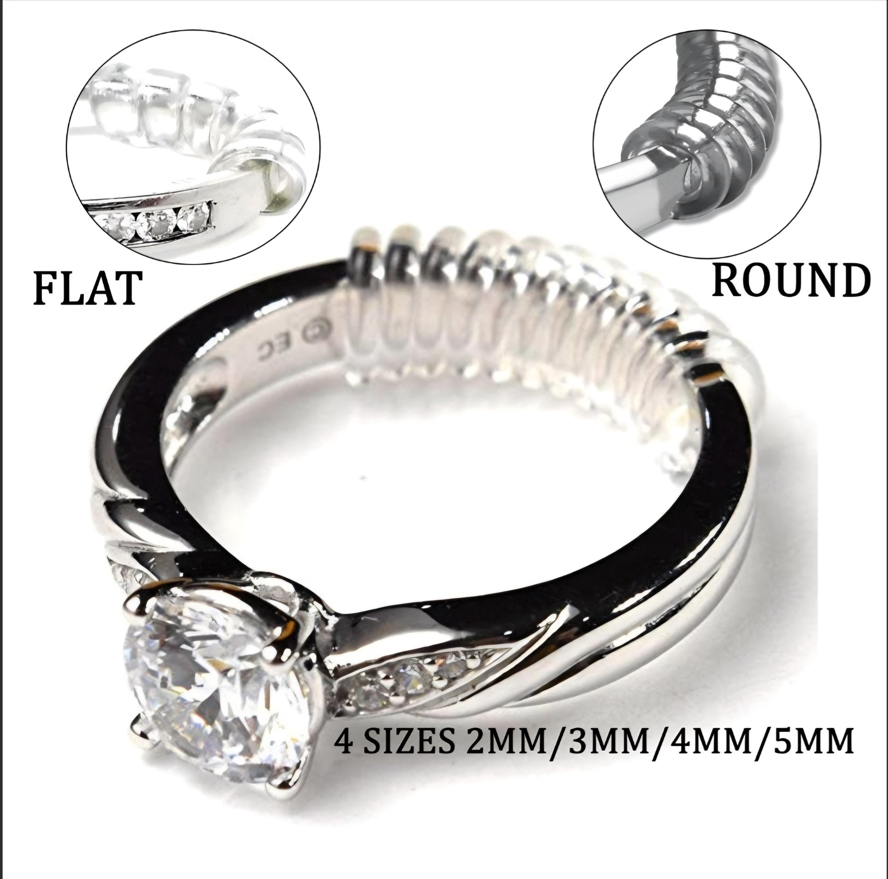 12 Piezas Ajustadores De Tamaño De Anillo Transparente - Reductor Anillos Invisibles Para Mujer 4 Tamaños
