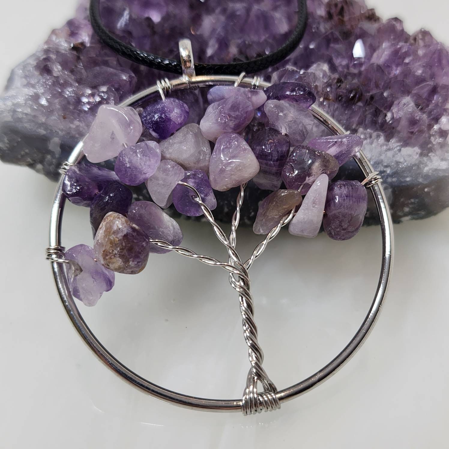 Rose Quartz Jewelry Amethyst Rose Quartz Tree Of Life Pendant – Reiki Healing Energy Stone Necklace Tree Of Life. Jewelry - Foto 5