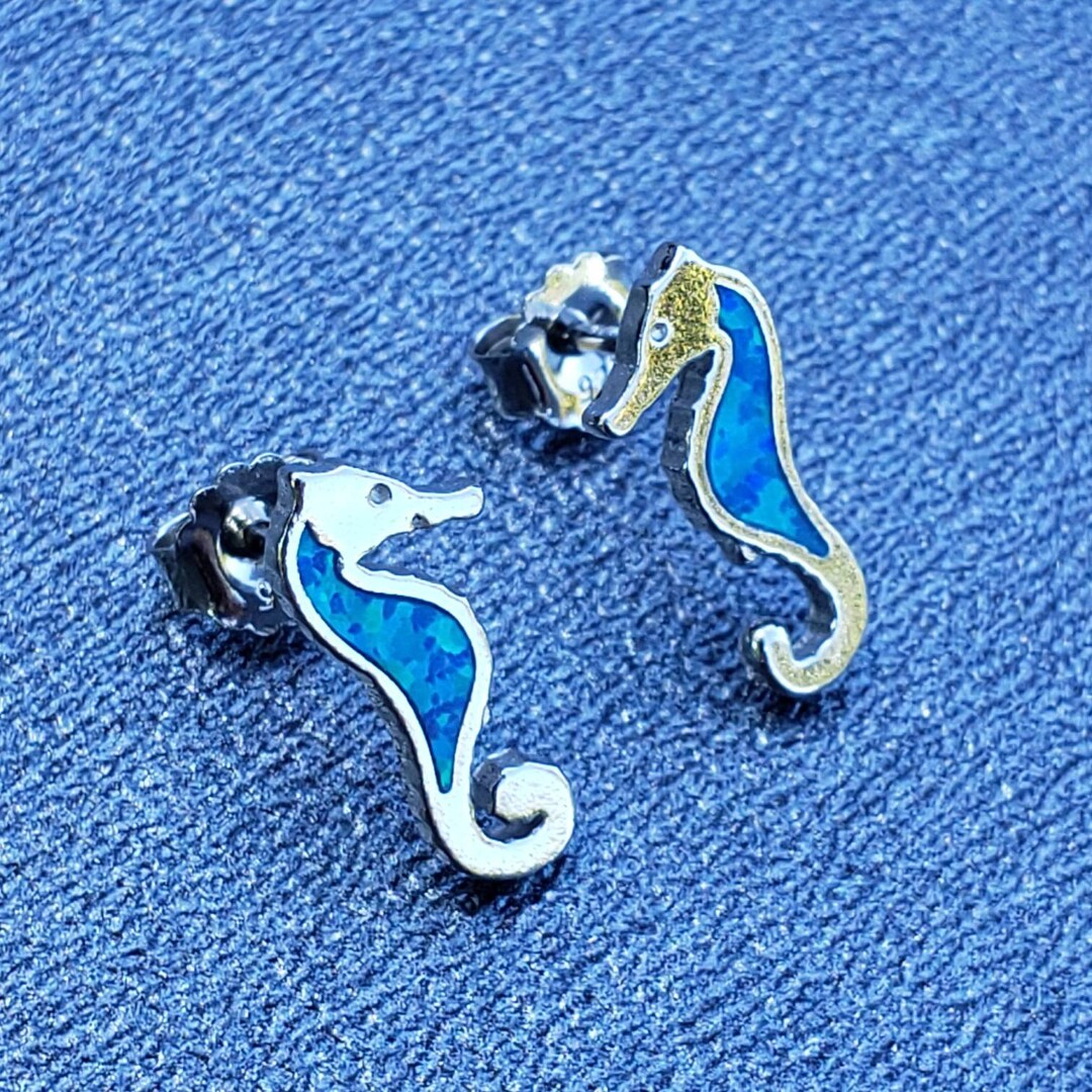 Amiguo Ohrringe Aus 925er Sterlingsilber Mit Blauem Opal – Meeresschildkröten-Design, In Geschenkbox Für Frauen