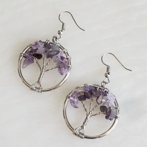 Tree of Life Earrings, choose from Amethyst, Aventurine or Red Onyx image 10