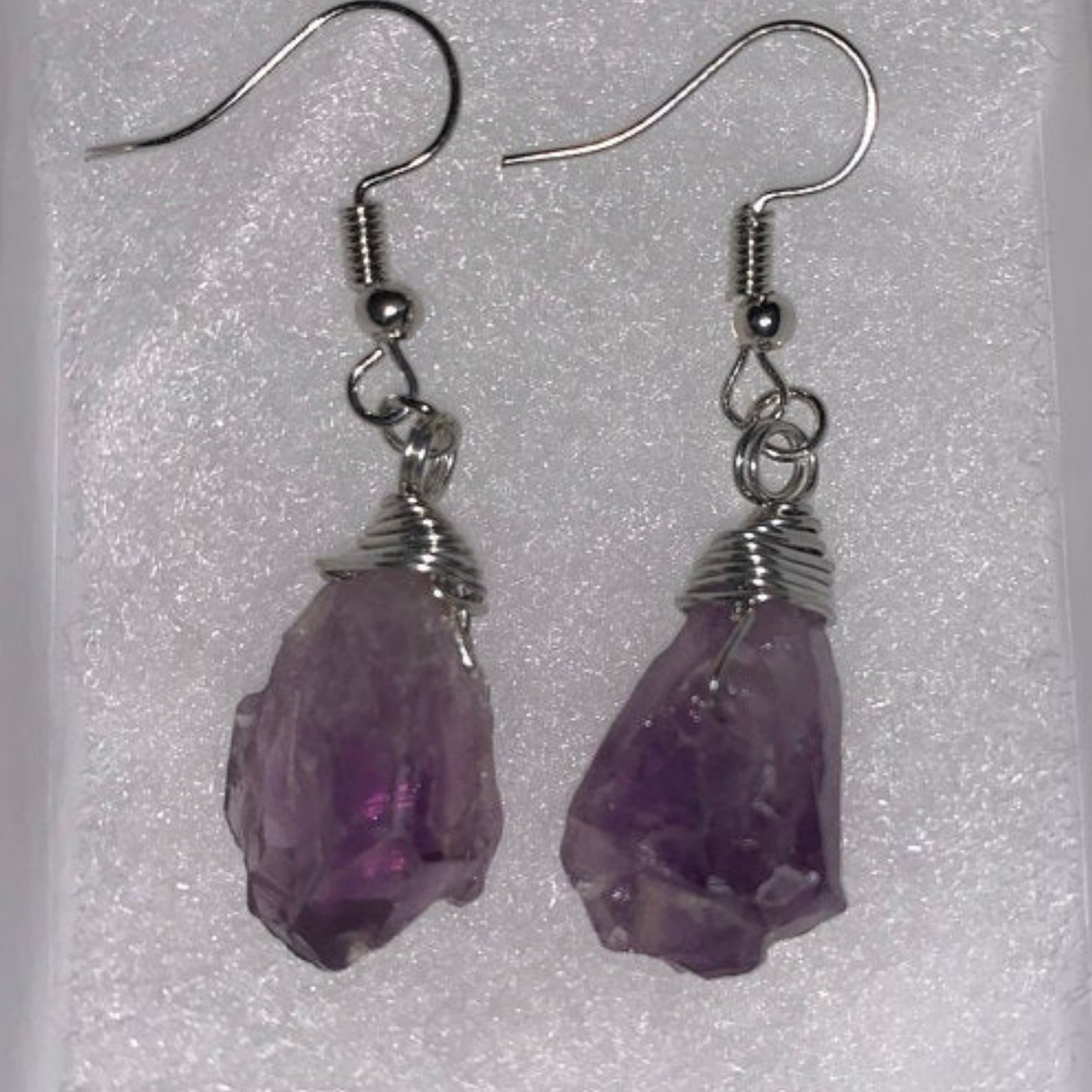 Raw Purple Amethyst Earrings Crystal Earrings Raw Amethyst | Etsy