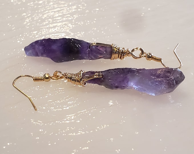 Uruguayan Amethyst Earrings are Rare Deep Purple Gemstones. Each set of Earrings is a Unique one of a Kind Piece Handmade.