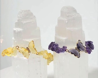 Enchanting Amethyst & Citrine Butterfly Bracelets: Elegant Crystal Jewelry for Healing and Charm