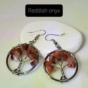 Tree of Life Earrings, choose from Amethyst, Aventurine or Red Onyx image 2