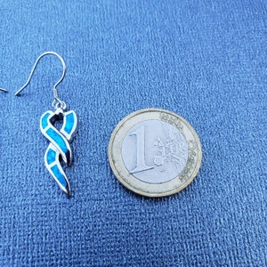 Blue opal ribbon earrings Beautiful 925 Solid Sterling Silver image 3