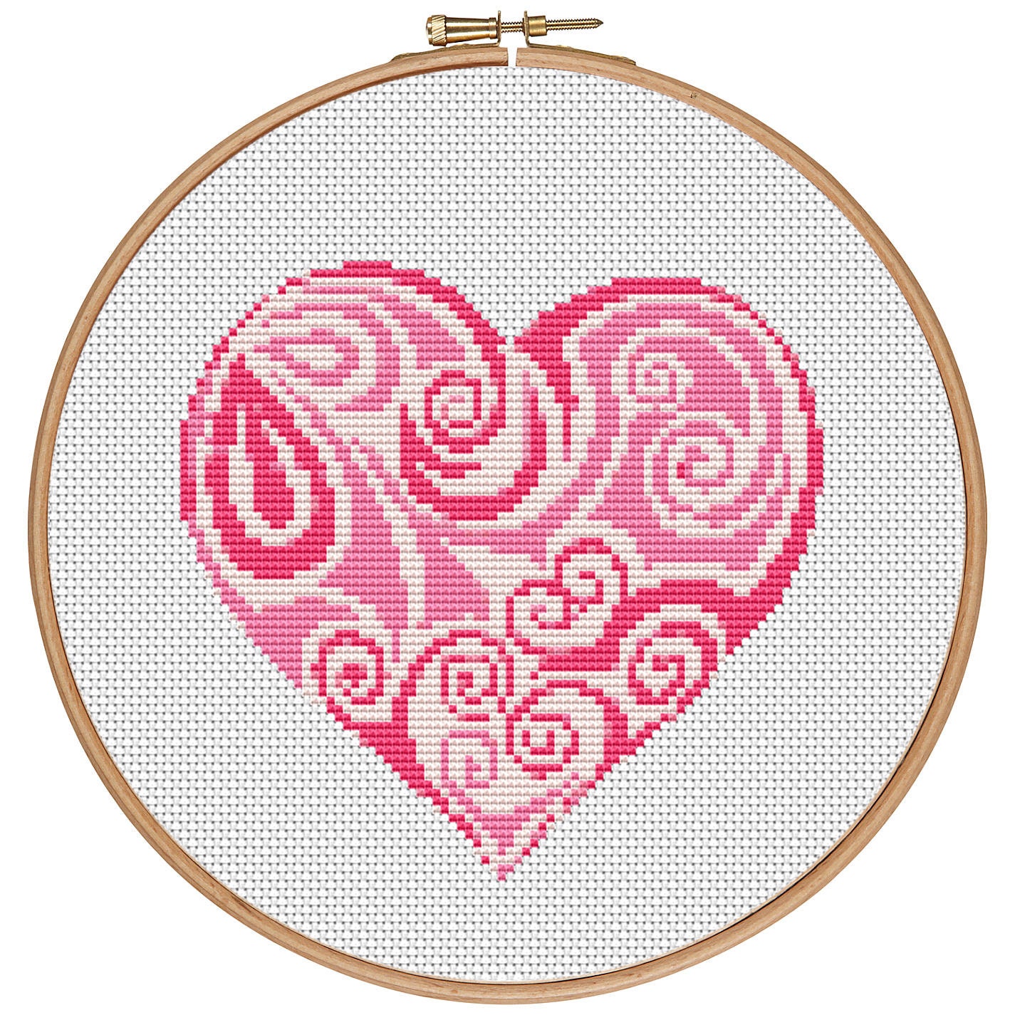 MORE for FREE - Love Heart Pink - Counted Cross Stitch Pattern Pdf ...
