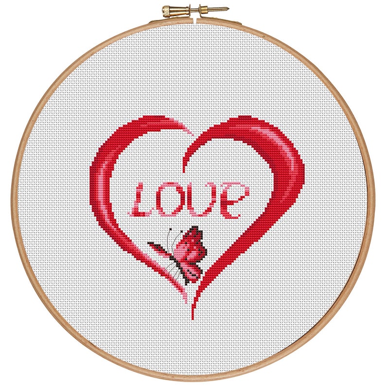 MORE for FREE Heart Love Counted Cross Stitch Pattern Pdfinstant Downloadcross Stitch Pattern