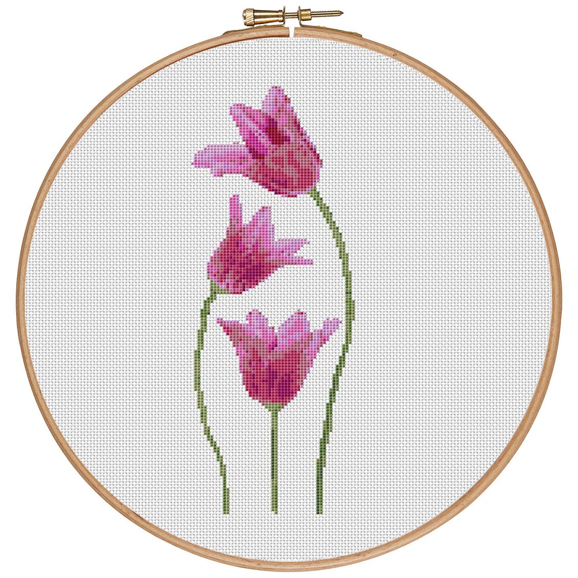 MORE for FREE Three Tulips Counted Cross Stitch Pattern PDF Instant