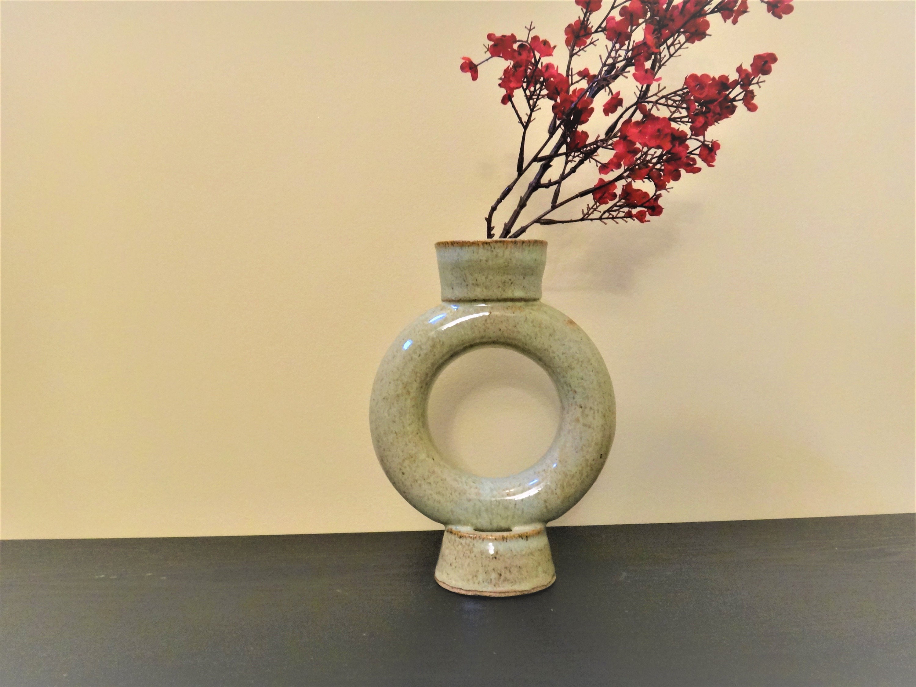 Ceramic donut vase Handmade ceramic vase Hollow vase Modern Etsy